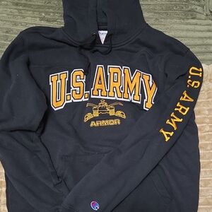 Champion Black Hoodie with Gold U.S. Army - Men's Hoodie Large